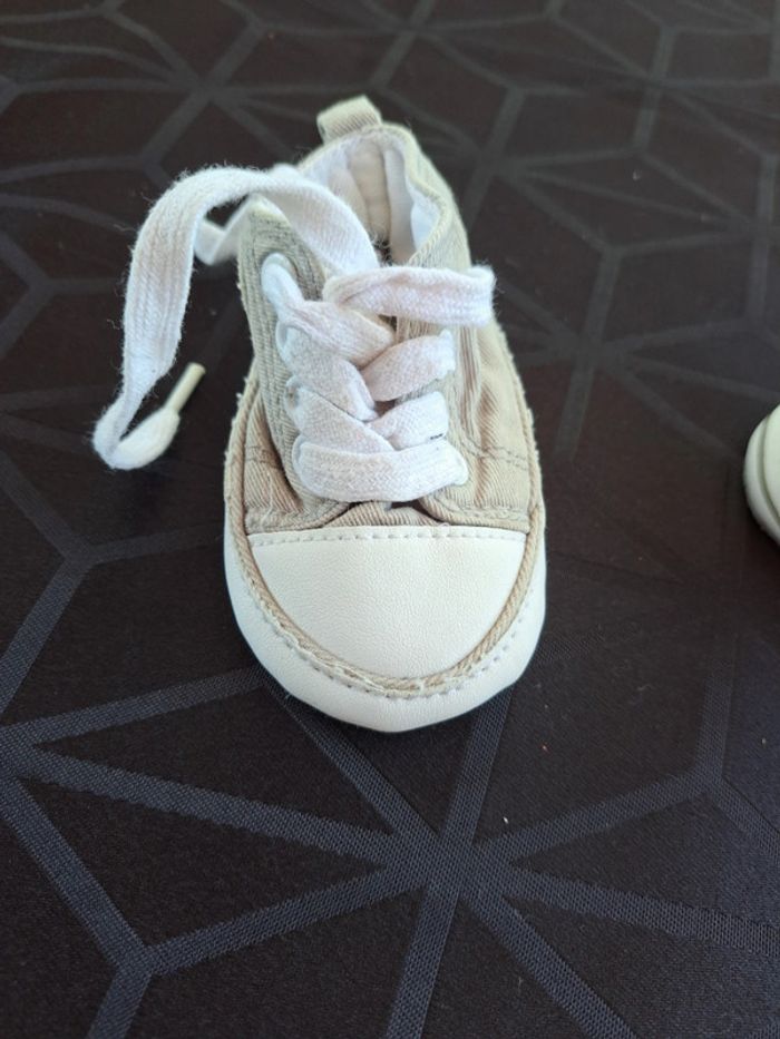 Chausson naissance gris en toile kitchoun - photo numéro 5