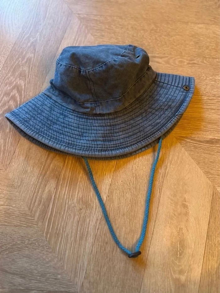 Chapeau unisexe bleu effet denim avec cordon neuf - photo numéro 4