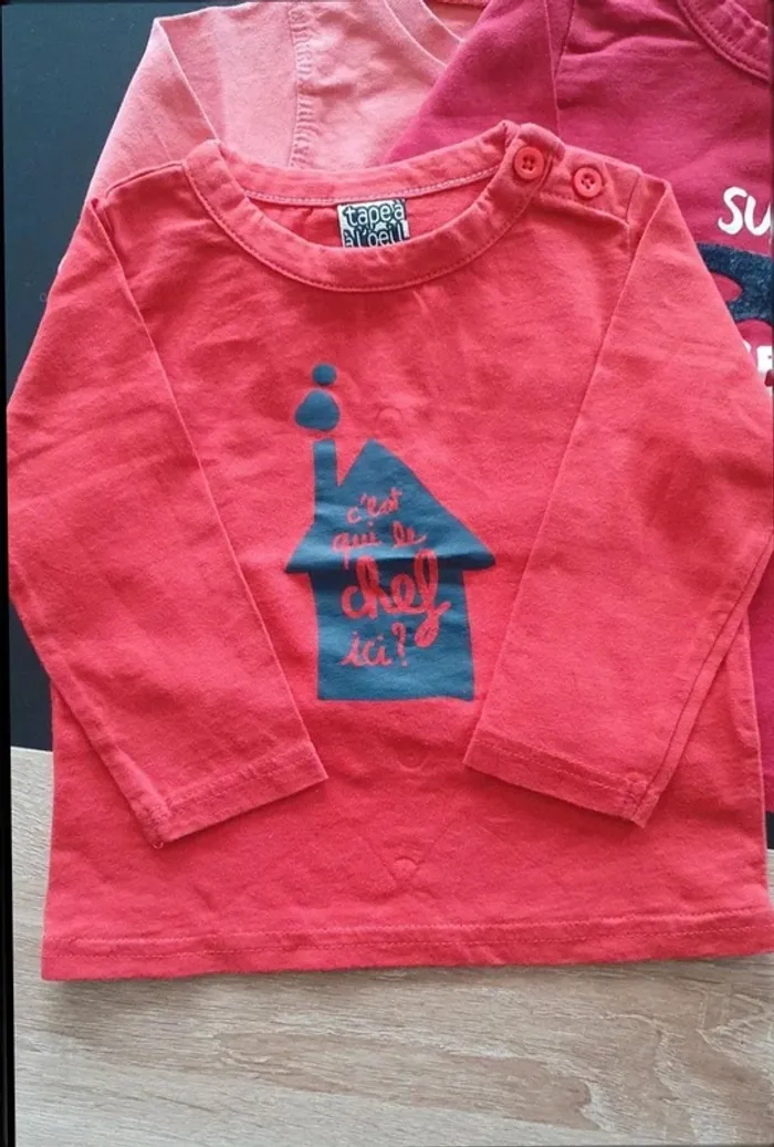 Lot de 4 tee-shirts manches longues 9 mois - photo numéro 3