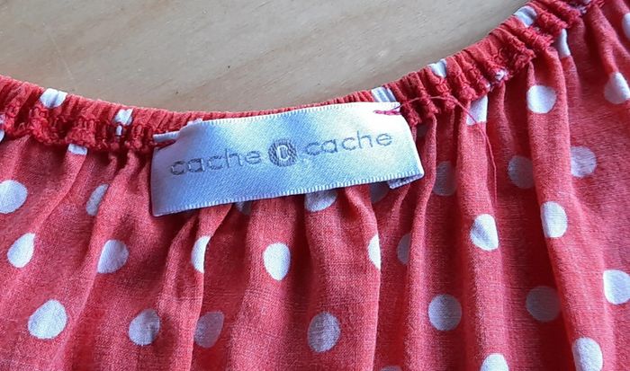 Top orange à pois blancs, Cache-Cache,taille S/36 - photo numéro 4