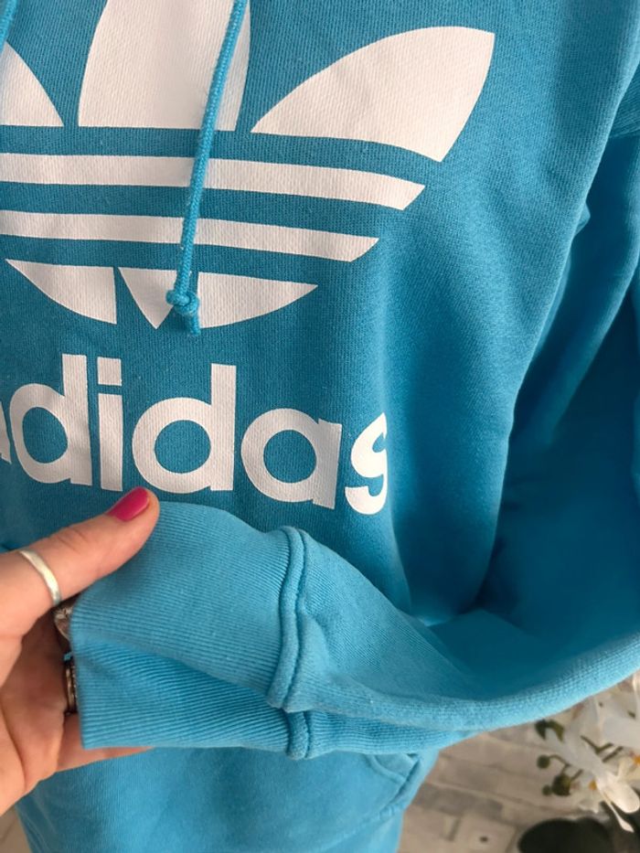 Sweat à capuche Adidas bleu M - photo numéro 3