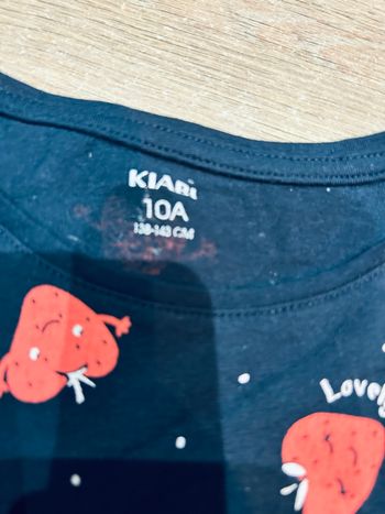 Teeshirt manches courtes bleu marine 10 ans motifs fraises 