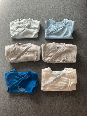 👶 Lot de 6 bodies croisés bébé Naissance/Taille 1 mois (50cm)