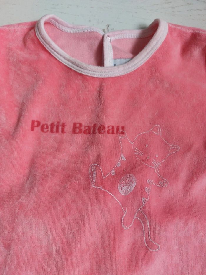 Pyjama en velours rose Petit Bateau Taille 24 mois - photo numéro 2