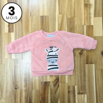 Pull chaud, Rose zèbre, 3 mois, Pekkle