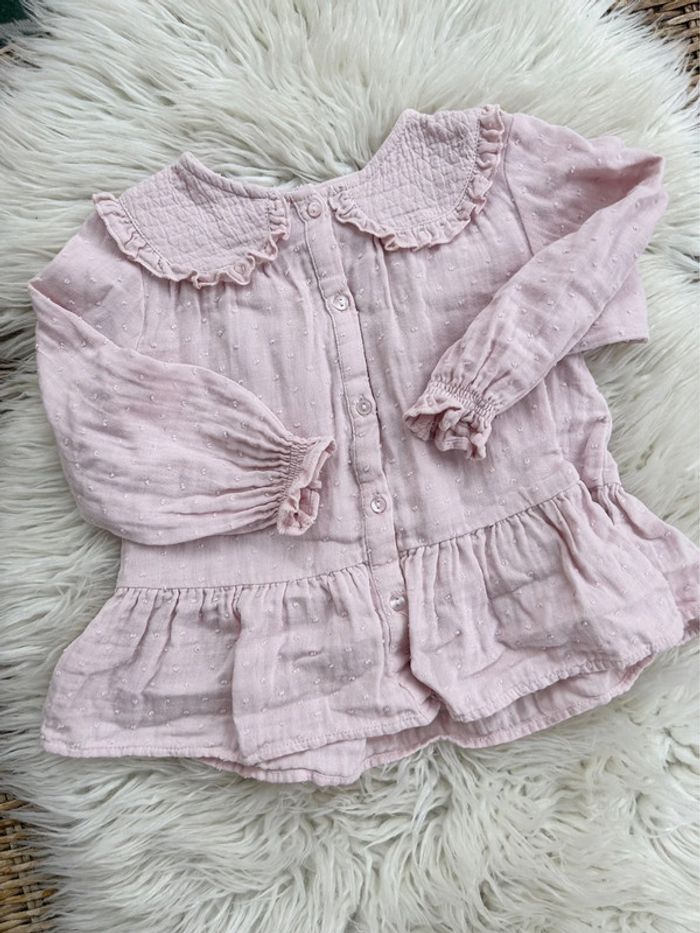 Fille 👧🏻 Blouse ml broderie rose zara 18/24 m