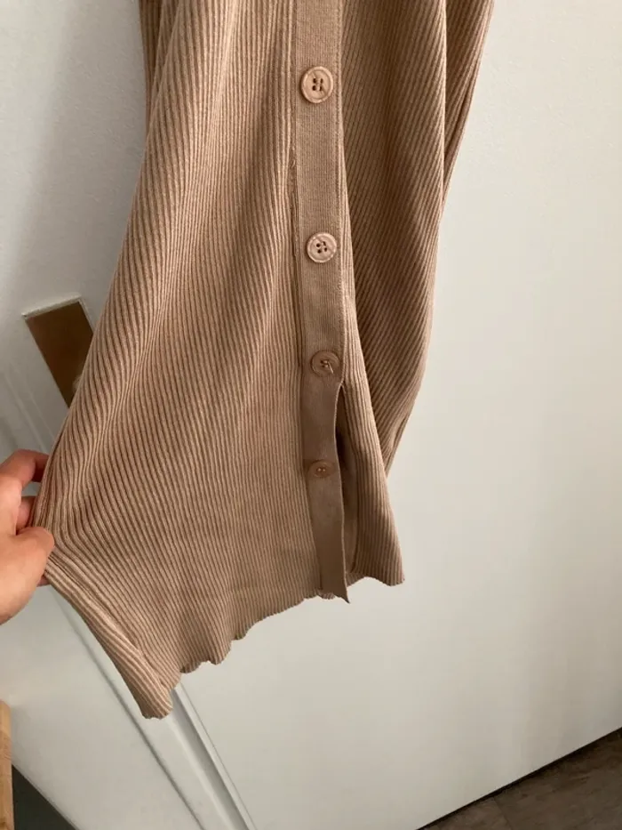 Robe longue boutons beige marron clair camel comme neuve - photo numéro 5
