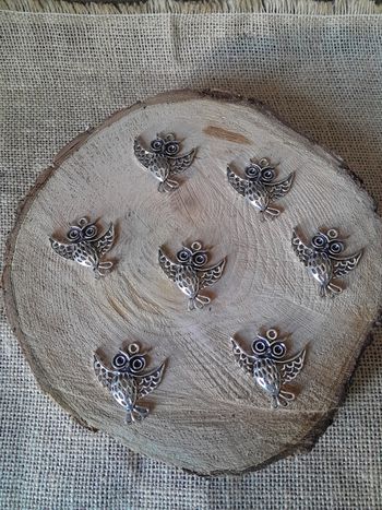 Lot de 7 pendentifs chouette pour création de bijoux