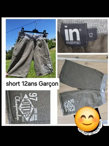 Short vert kaki garçon 12 in extenso