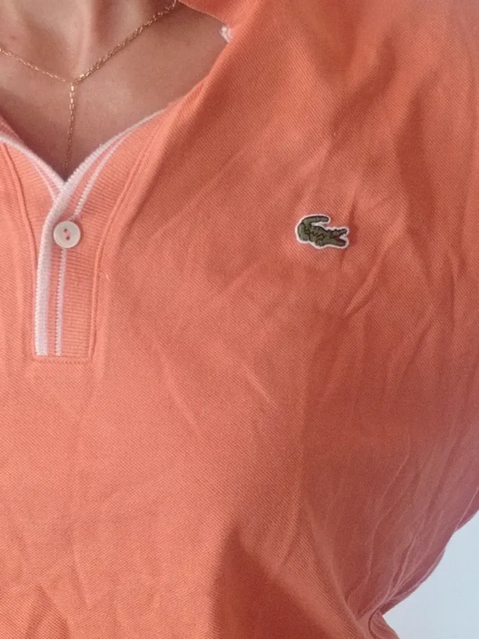 Polo Orange Lacoste – Taille 5 (équivalent S/M) - photo numéro 4
