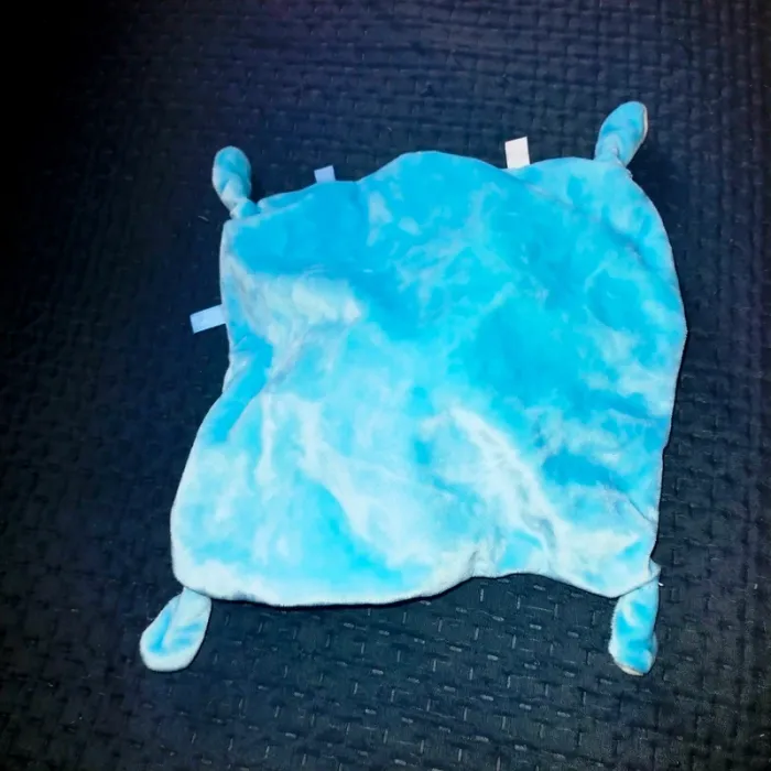 Doudou plat lapin bleu, blanc étoile Mots d'enfants - photo numéro 3