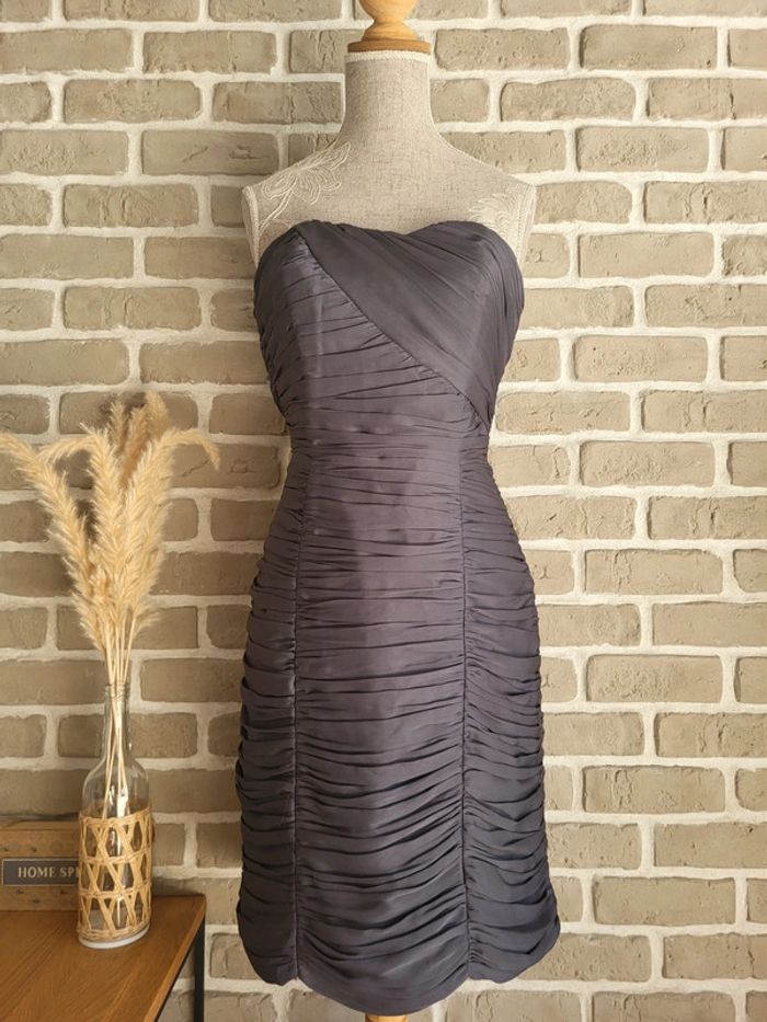 Belle robe bustier drapée gris satiné H&M - Comme neuve