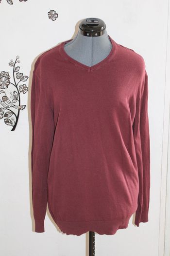 Pull fin bordeaux Kiabi - Col V - Taille XL