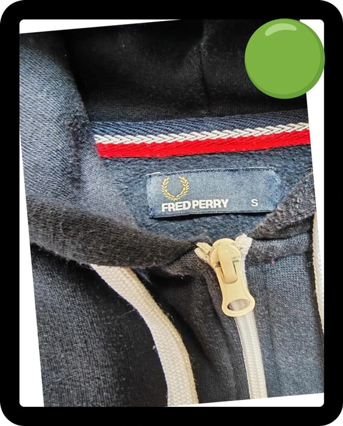 Sweat Zippé Fred Perry Bleu Marine - Taille S - photo numéro 3