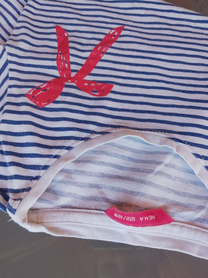 T-shirt marinière avec nœud rouge Emma 7 ans - photo numéro 2