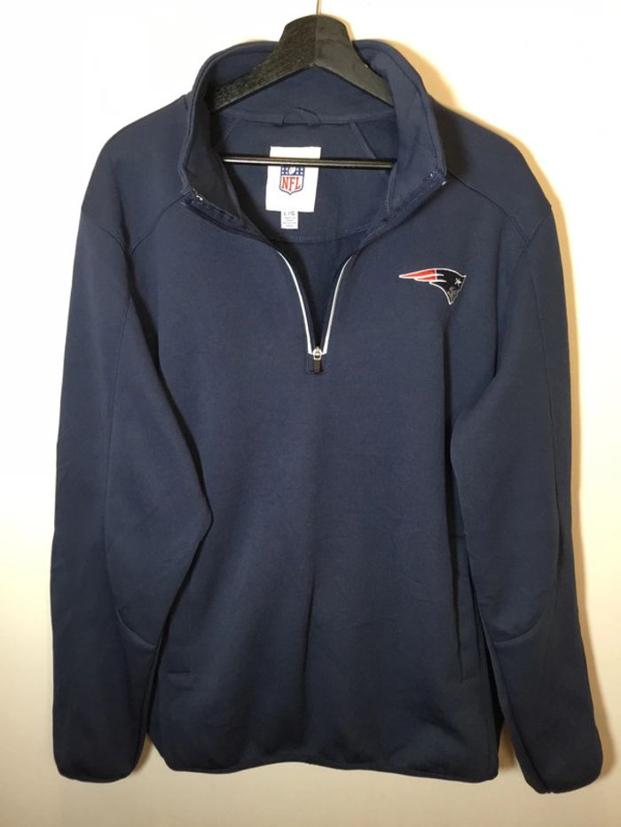 Sweat 1/4zip chaud pour homme NFL New England Patriots bleu marine taille L 180 - photo numéro 2