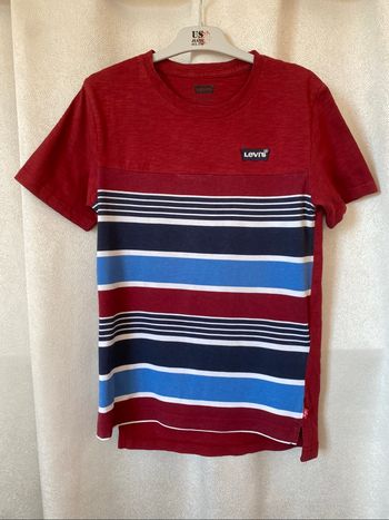 T-shirt Levi's bordeaux rayures bleues 10 ans