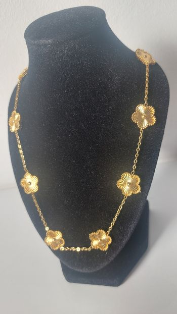  Sautoir Trèfles Chics - Acier Inoxydable DORÉ - Neuf 