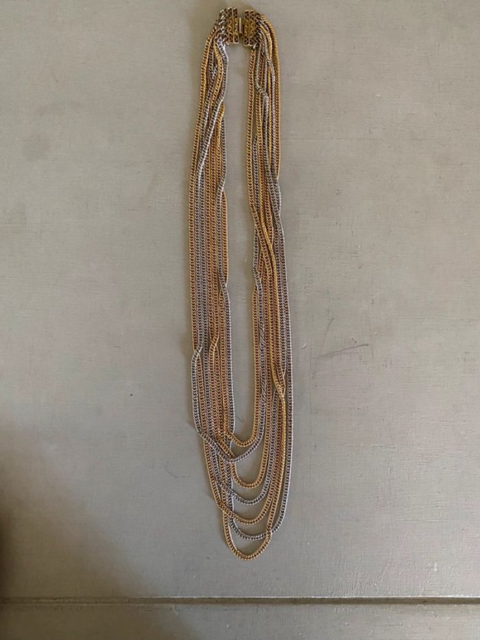 Collier sautoir à plusieurs chaînes en métal argenté et doré - photo numéro 14