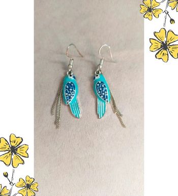 Boucles d’oreilles perroquet bleu & turquoise – Fantaisie originale