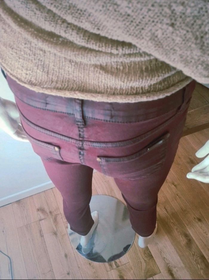 Pantalon enduit 7/8 prune - photo numéro 3