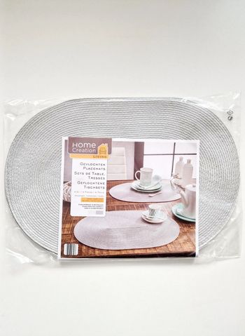 Home Creation - Lot de 4 sets de table tressés - Gris - Neuf avec étiquette !