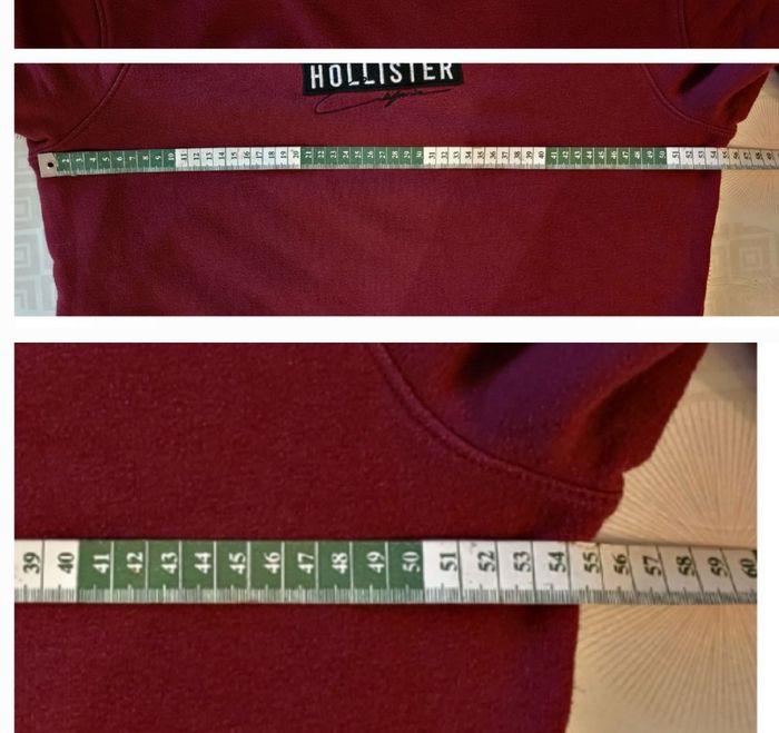 Hollister Sweat ML TS- Bordeaux-Logo Brodé Devant & Bande logo sur manches -Coupe Droite en TBE - photo numéro 5