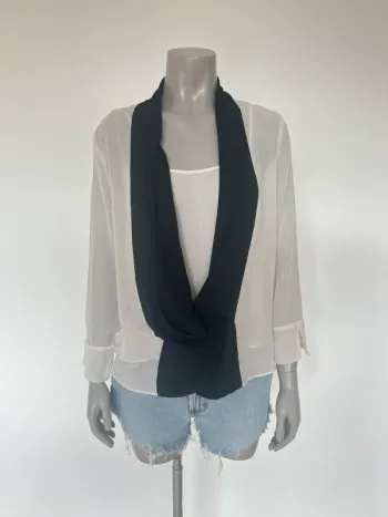 Blouse Zara noire et blanche - Taille S