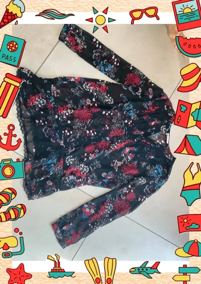 Blouse noir rouge Gémo 48 - photo numéro 2