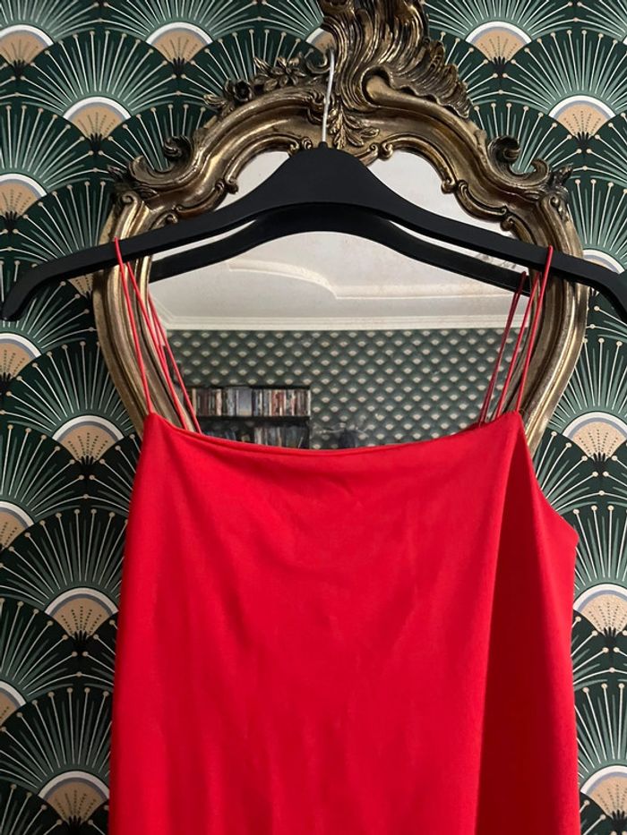 Robe rouge longue moulante Zara taille L extensible - photo numéro 5