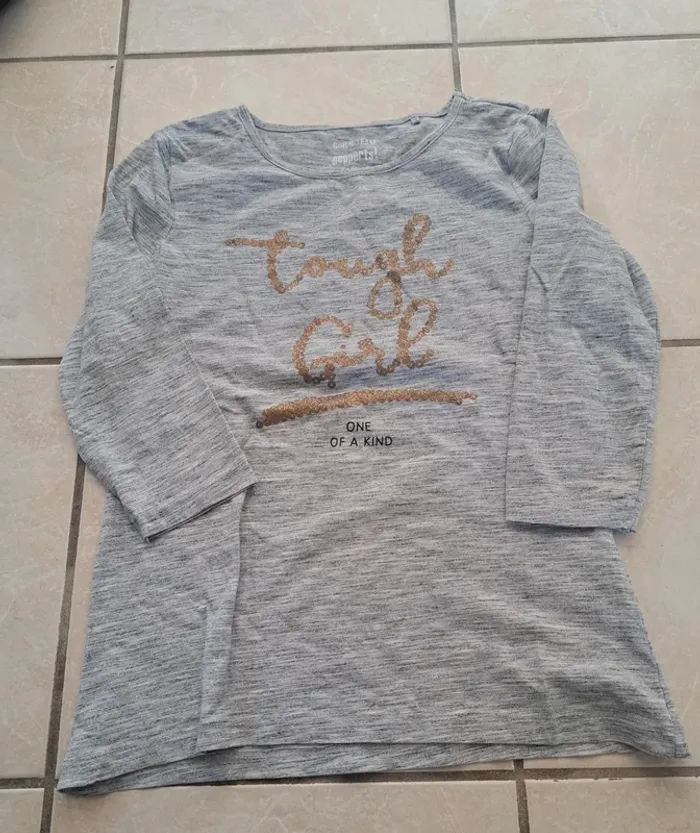 Tee shirt manches longues gris chiné 10/12 ans 👧 Pepperts en TBE