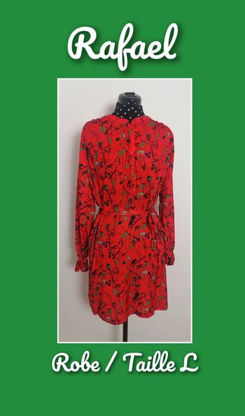 Robe fluide savane tropique rouge multicolore Taille L Rafael