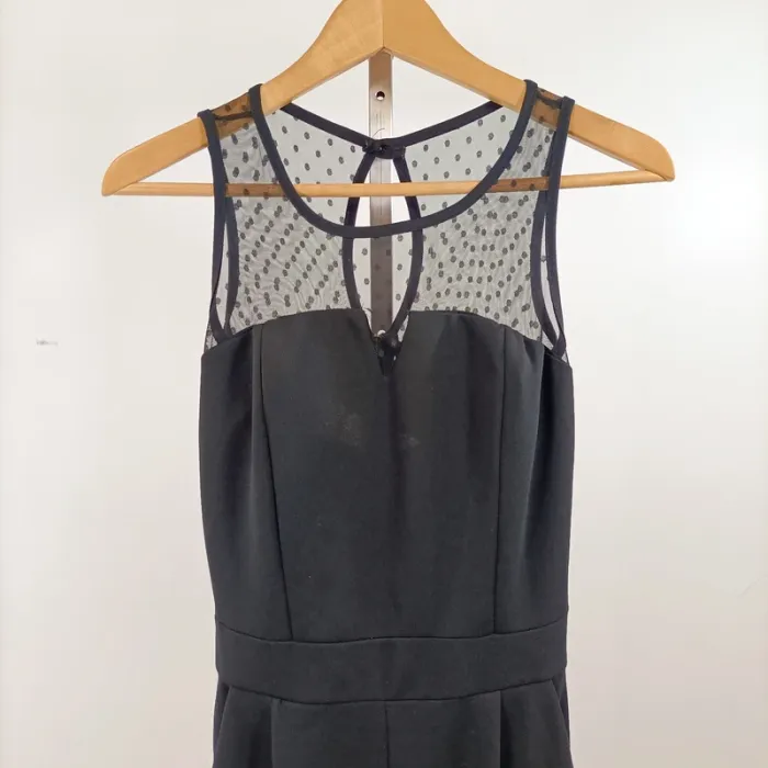 Combinaison noire sans manches chic détail plumetis taille estimée M A1451 - photo numéro 2
