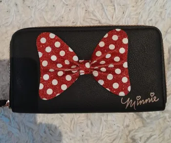 Portefeuille Minnie, couleur noir, fermeture éclair dorée, Marque Disney