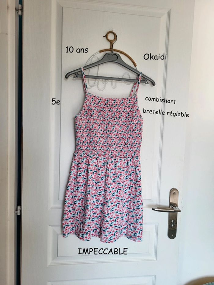 Combishort à bretelles okaidi 10 ans impeccable