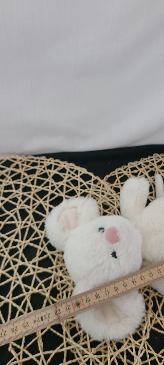 Doudou peluche souris blanche- Nez rose - Bukowski - photo numéro 3