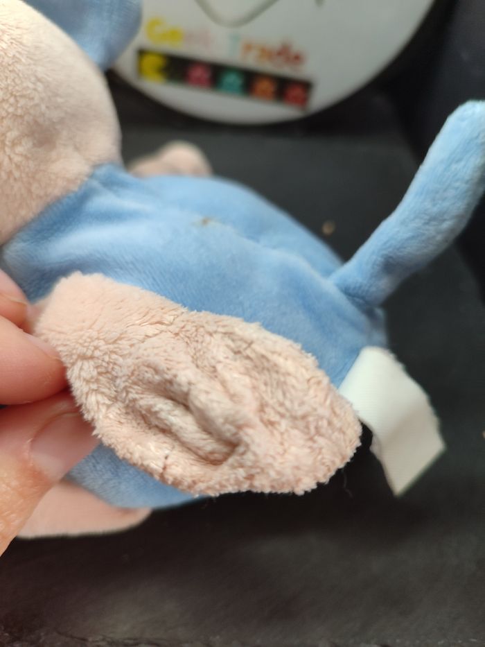 doudou peluche les bébés d'elyséa éléphant bleu rose hélicoptère nuage flor albi sabadell - photo numéro 4