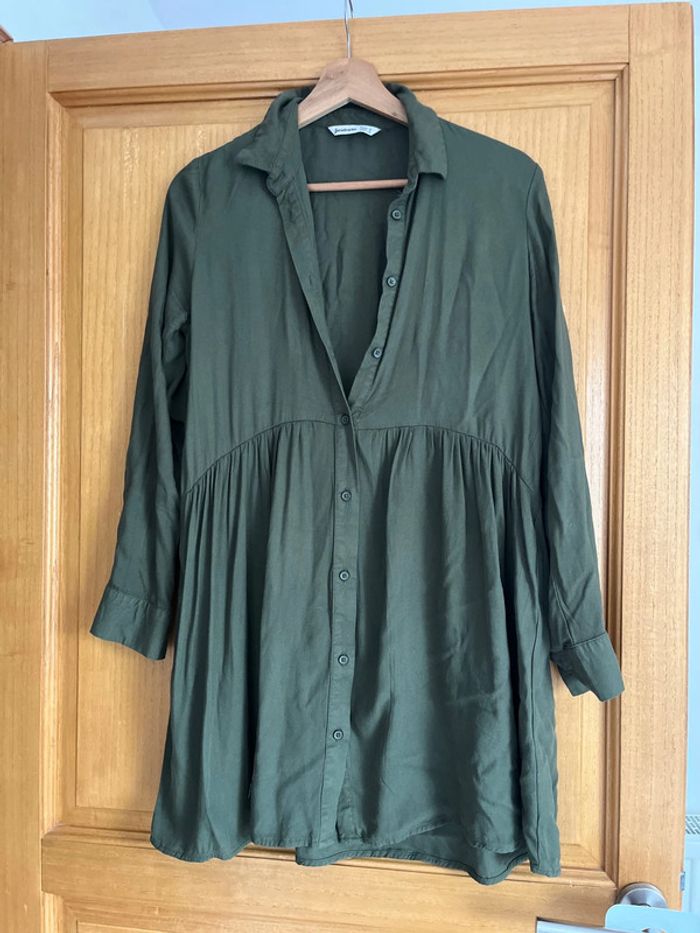 Robe chemise large femme kaki