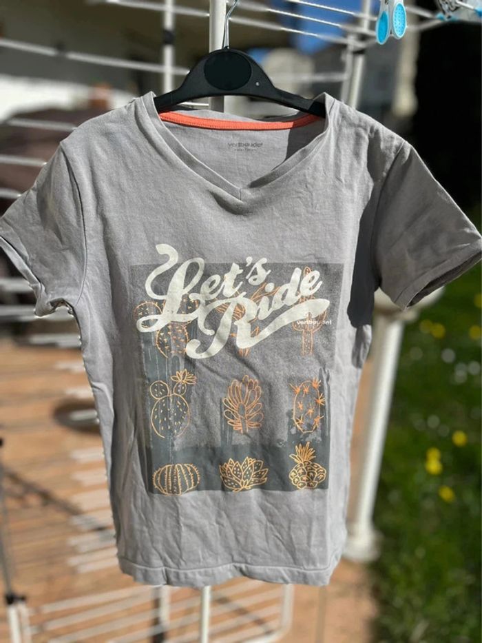 T shirt col v Verbaudet 8 ans gris