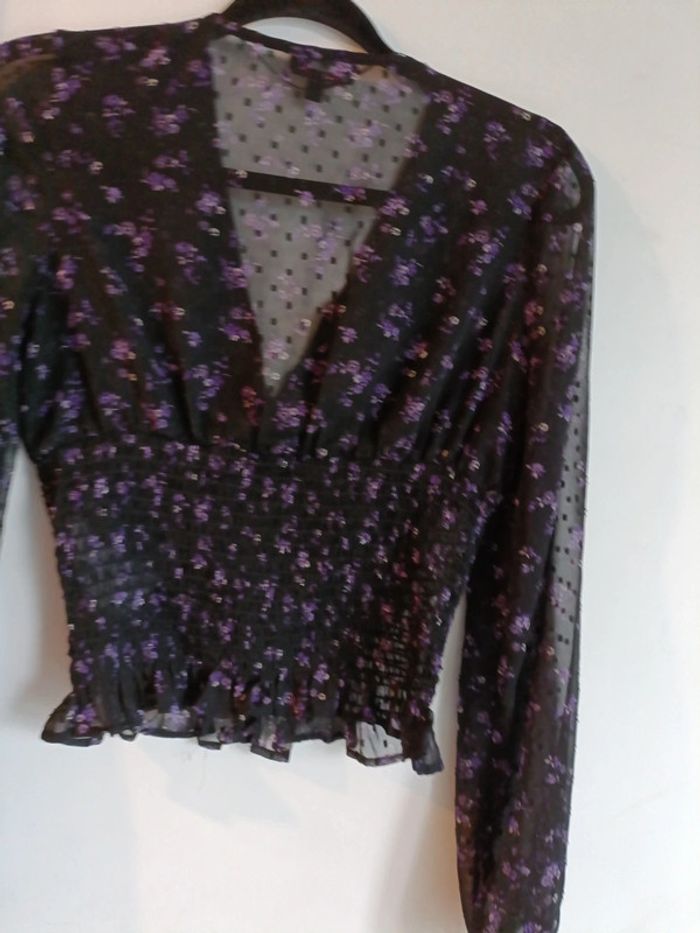 Chemise manche longue voilage croc top florale Jennifer – Taille S - photo numéro 9
