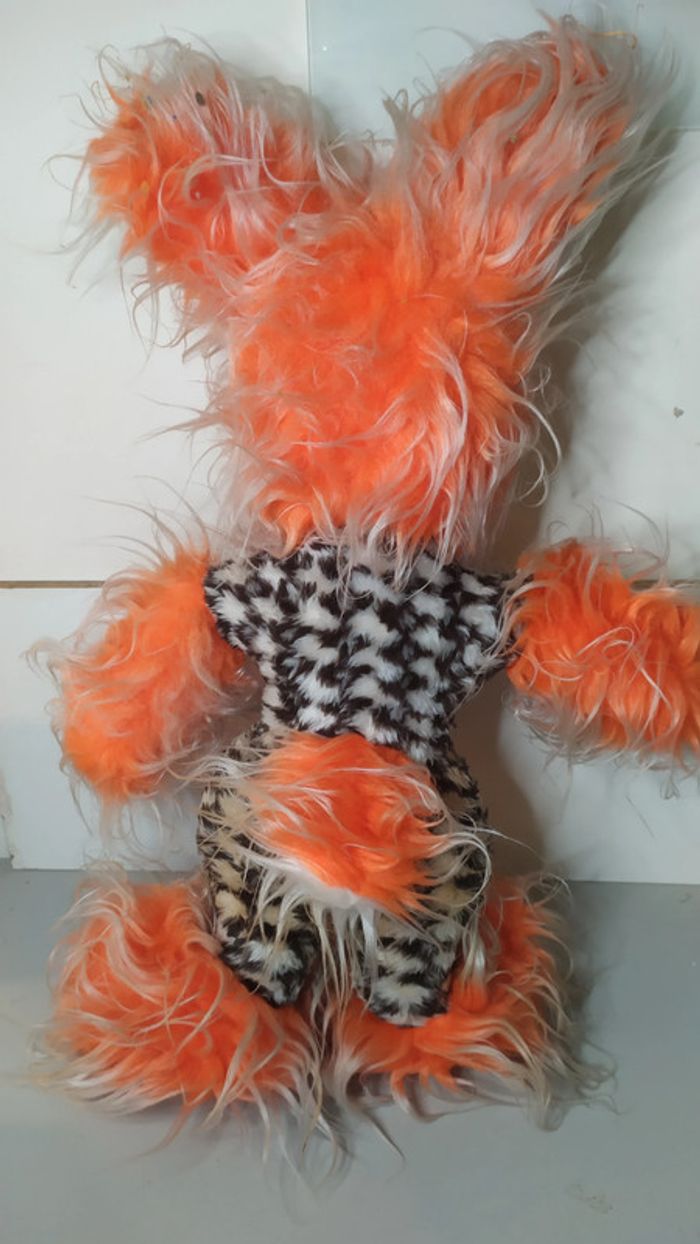 vintage peluche grand chien orange poilu - photo numéro 2