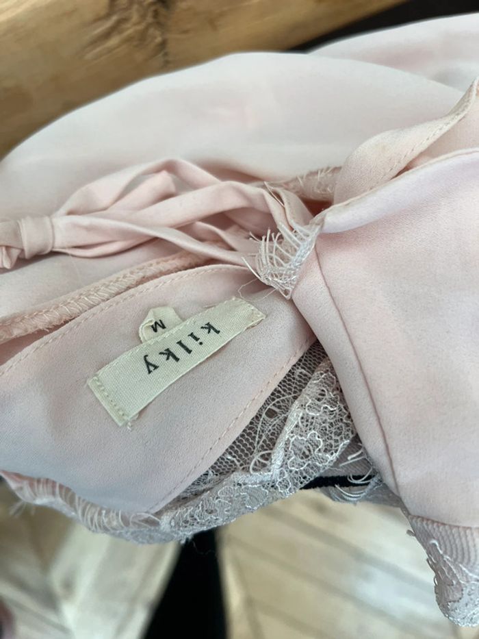 Blouse kilky taille M taille 38 rose poudrée dos nu dentelle sexy habillé top - photo numéro 5