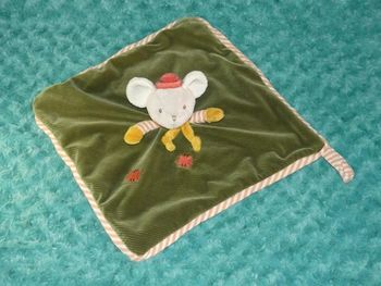 Doudou plat souris vert orange jaune Bukowski🐭tbe