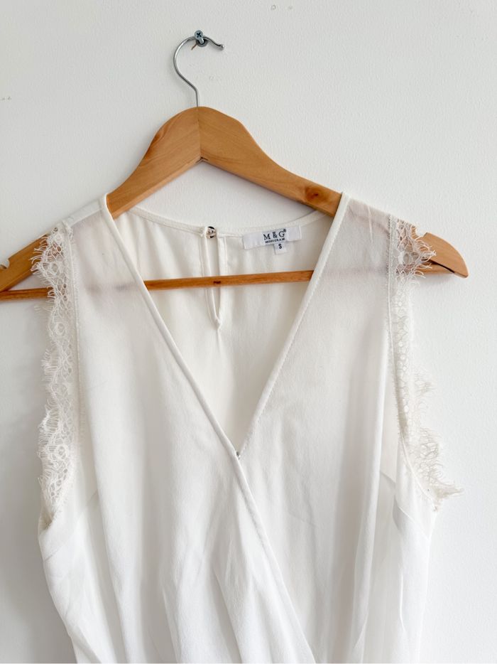 Combishort blanche avec dentelle et poche M&G taille 36 S - photo numéro 2