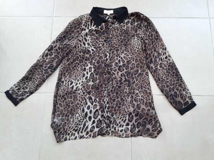 Chemisier transparent imprimé léopard femme S JCL TBE
