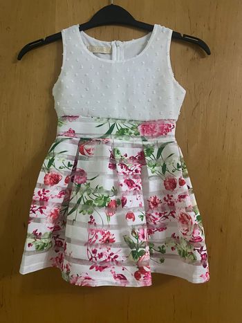 Robe de soirée blanche et rose fillette 4 ans
