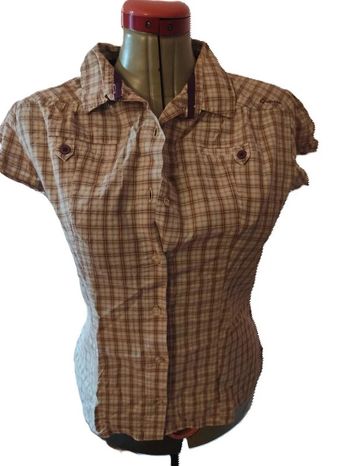 Chemise Quechua A carreaux Beige bordeaux gris Taille 40