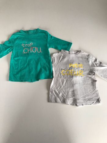 Lot de 2 t-shirts bébé fille à message 6 mois
