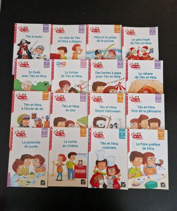 Lot de 16 livres cp téo et nina