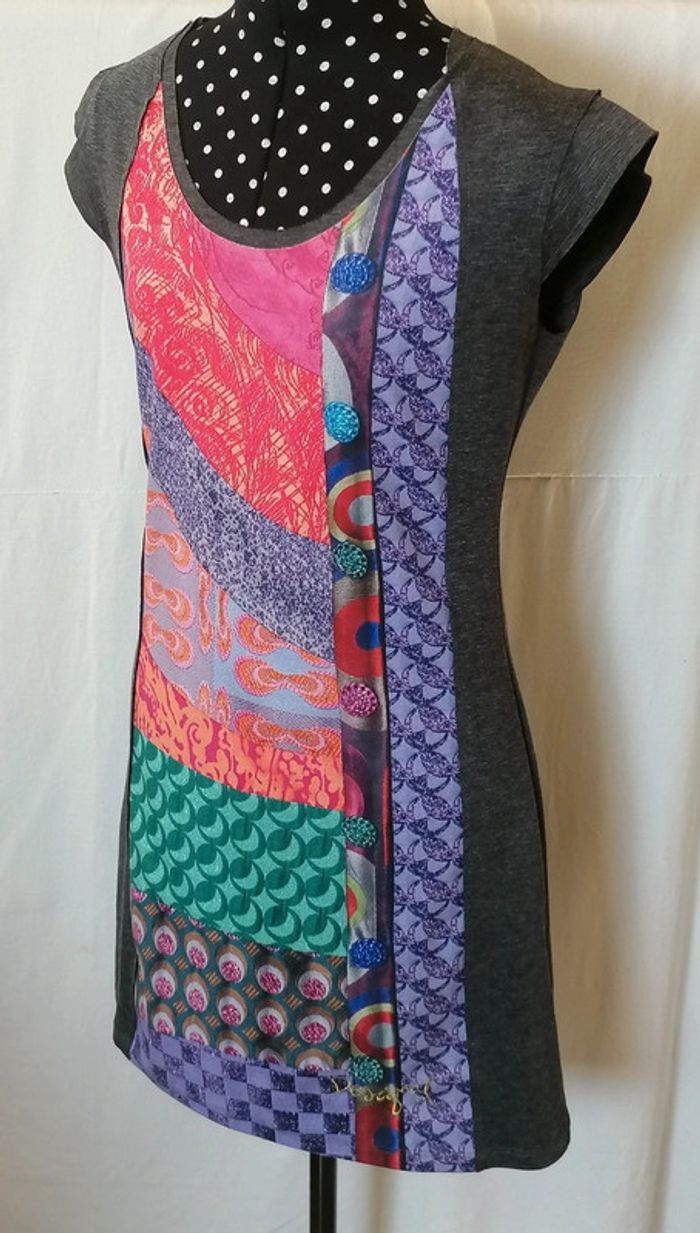 Robe courte gris multicolore taille M Desigual - photo numéro 8